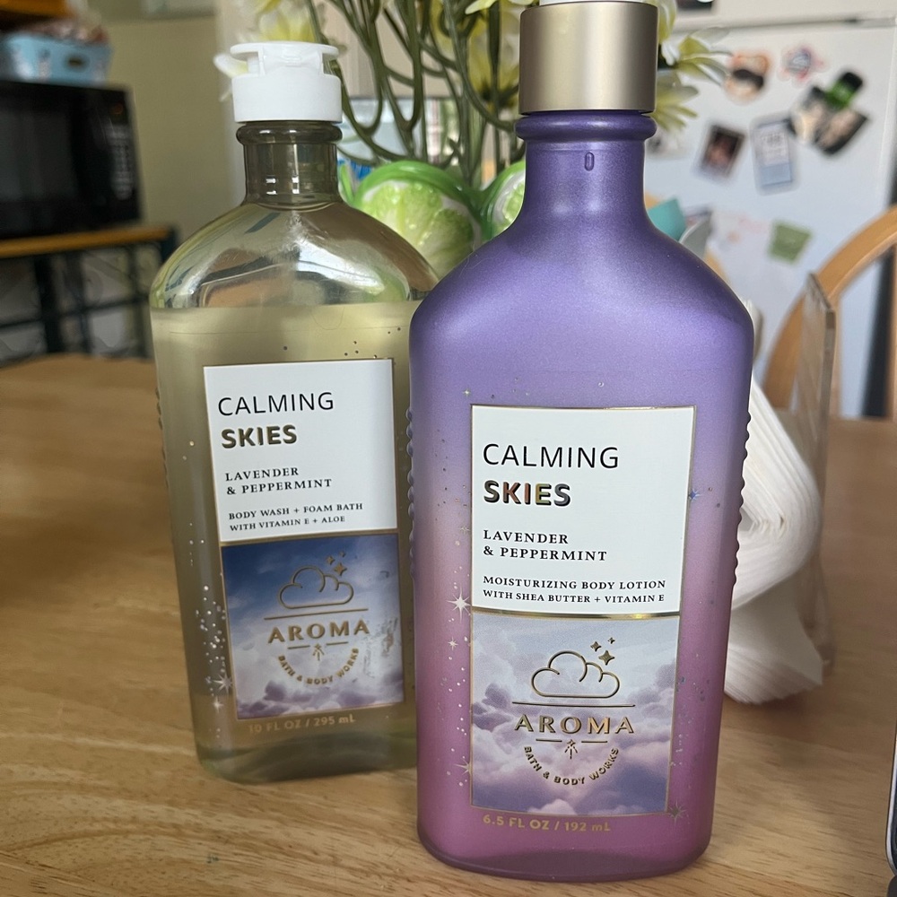Bath & Body Works Calming Skies Lavender & Peppermint Set wash and lotion